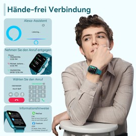 Smartwatch Men's with Phone Function, 1.8 Inch Fitness Watch Women with Heart Rate SpO2 Stress Sleep Monitor, Alexa Integrated Watch, 110 Sports Modes, IP68 Waterproof Pedometer Sports Watch for