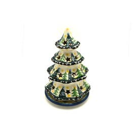 Polish Pottery Christmas Tree Luminarz - Medium (7") - Christmas Trees