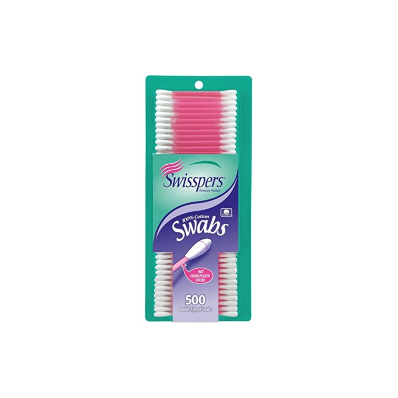 Swisspers Cotton Swabs 500 Count (Hot Color) (3 Pack)