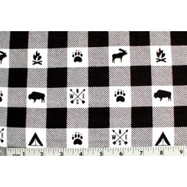Snuggle BTY*CAMPING BLACK/WHITE BUFFALO CHECK 1" 100% COTTON FACE MASK FLANNEL 42X36