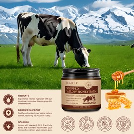 Beef Tallow Face Cream, Organic Grass Fed Tallow and Honey Balm for Face & Body – Ultra Moisturizing Moisturiser for Skin Care, Natural Cream for Dry, Sensitive Skin, 120g