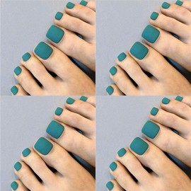 Yienate 24 Pcs Fashion Fashion Fashion Elegant Exquisite Bridal Light Blue Matte Fake Toe Nails Full Coverage Nail Tips Toe Nails