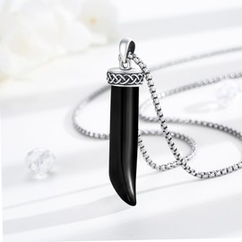 TRISHULA Italian Horn Necklaces 925 Sterling Silver Black Crystal Lucky Italian Horn Necklace Black Crystal Jewelry Gifts for Women Men