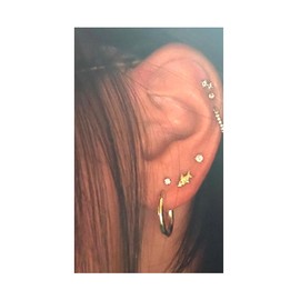 Shark .925 Sterling-Silver Very Tiny Stud Earrings, Multiple Piercing, for Cartilage, Helix, 2nd Ear Piercing (Hypoallergenic)