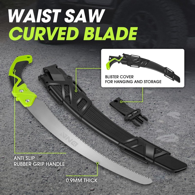 DNA MOTORING 15.5in Hand Pruning Saw, Hand-Held Garden Saw, Curved