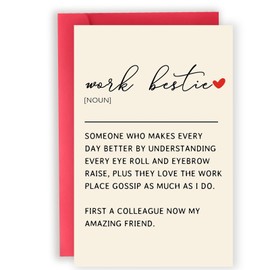 Abeletree Work Bestie Definition Cards, Work Bestie Gifts for Women Coworker Partner, Birthday Gifts for Workmate