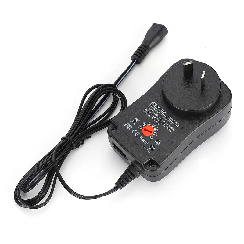 30W Power Supply Adapter Adjustable Voltage 3-12V with 9Pcs DC