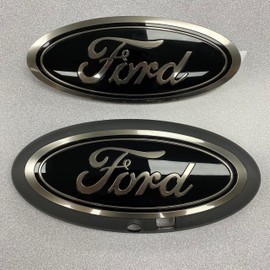 Ford 2018-2020 F-150 with Front Camera Smoke Black Oval Grille & Tailgate Badges LL3Z-9942528-C