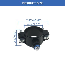 2 Pcs 1/4 Inch Quick Connect Clamps Black Plastic Drain Saddle Valve Kit Durable Water Filters Valve Clamp for Under Sink Reverse Osmosis RO System Waste Water Line (Screws Included)