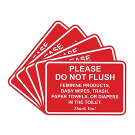 All Quality Classic Framed Please Do Not Flush Thank You Bathroom Etiquette Sign - Laser-Engraved Lettering | Durable ABS Plastic | Vibrant Colors - 4" x 6" (Red) 5 Pack