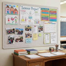 DexBoard 60 x 36 Inch Foldable Large Bulletin Board for Wall - Felt Cork board with 30 Pins & Self-Adhesive Tape, Lightweight Durable Pin Board for Home, Office, School, Classroom, Kitchen (Ivory Tan)