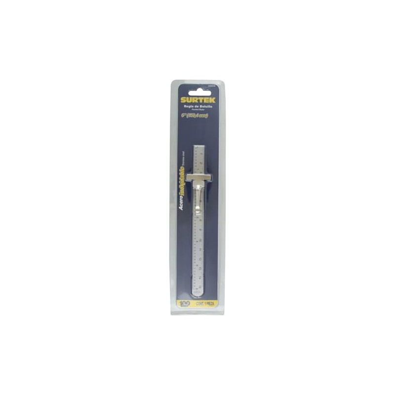 Surtek 122210 Regla de bolsillo de acero inoxidable 6"