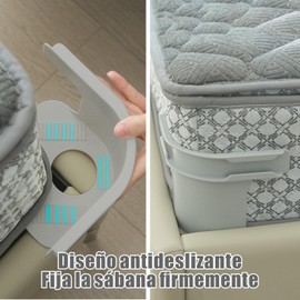 4 Piezas Clips de Sujeción de Sábanas, Sujetador de Sabanas de Cama Clip Universal Ajustable para Sábanas, No Más Sábanas Sueltas, Ceniza