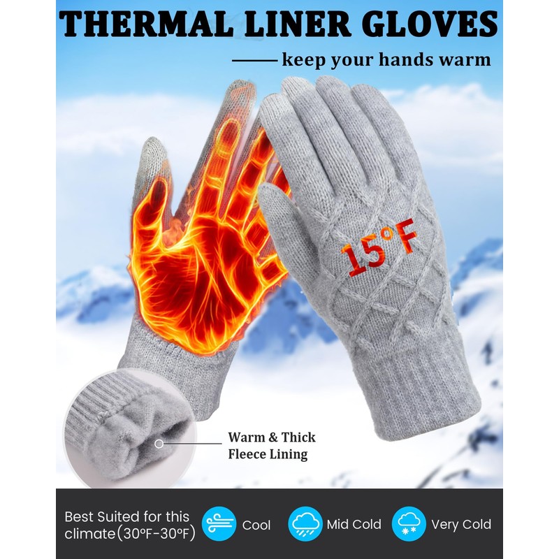REACH STAR 2 Pairs Winter Gloves for Women, Touch Screen