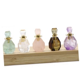 Zerodeko 3pcs Natural Wishing Bottle Pendant Necklace for Essential Oils Colorful Crystal Jewelry Decor Lightweight Aromatherapy Accessory for Parties and Festivals Without Chain