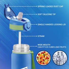 MILTON Gen'Z 1000 Water Bottles 1 Litre Sipper Bottle For Adults, Kids, Unbreakable Water Bottle with capacity Mark Sipper and Straw for Office, School, Home Water Bottle, Blue | BPA Free