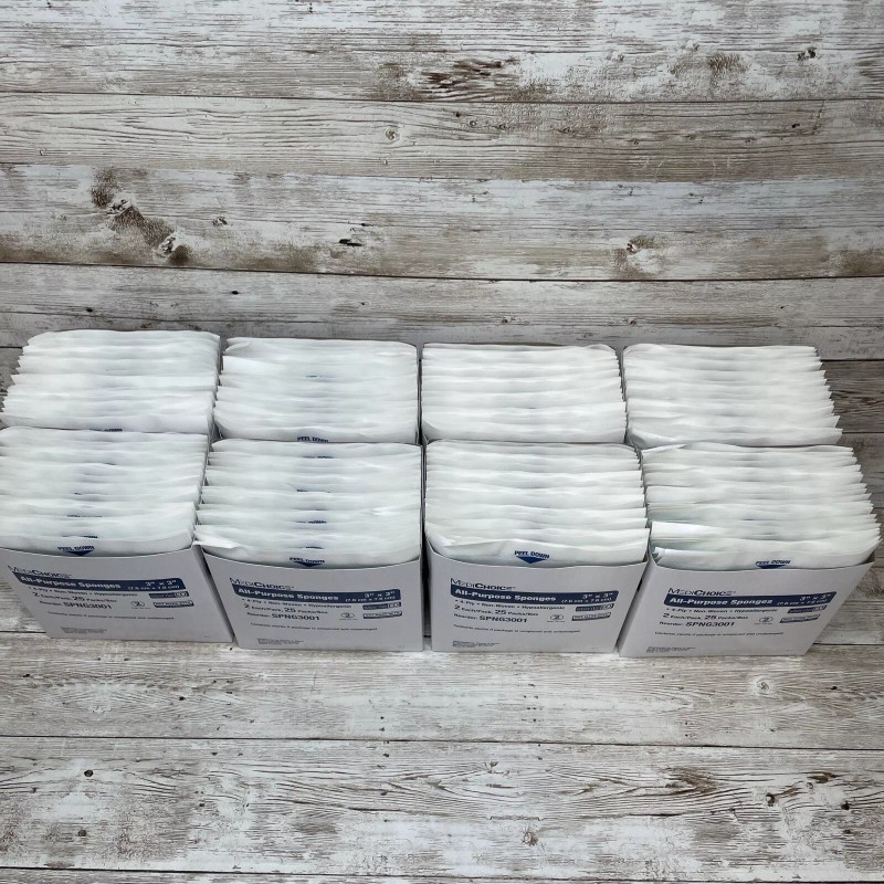 MediChoice 8 Boxes 3" x 3" All-Purpose Sponges, 400 PC,