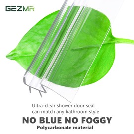 GEZMR 2-Pack Ultra Clear Shower Door Bottom Seal (3/8'' X 39'', Polycarbonate) Frameless Glass Shower Door Seal Strip Shower Door Sweep - Stop Shower Leaks and Create a Water Barrier