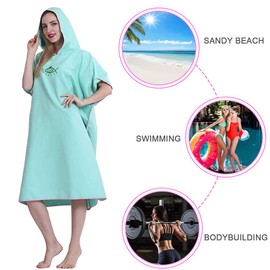 Changing Robe Hooded Poncho Towel Quick Dry Lightweight Changing Towel Extra Long in Microfibre Surf Poncho Universal Size for Men Women Adults, Suitable for Swimming Surfing and Beach (Green)