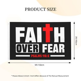 Faith Over Fear Psalms 118:6 Jesus God Christ Christian Flags For Outside Yard 3x5 Ft Double Sided Printed 100d Polyester Lightweight Garden Welcome Outdoor Banner Brass Grommets