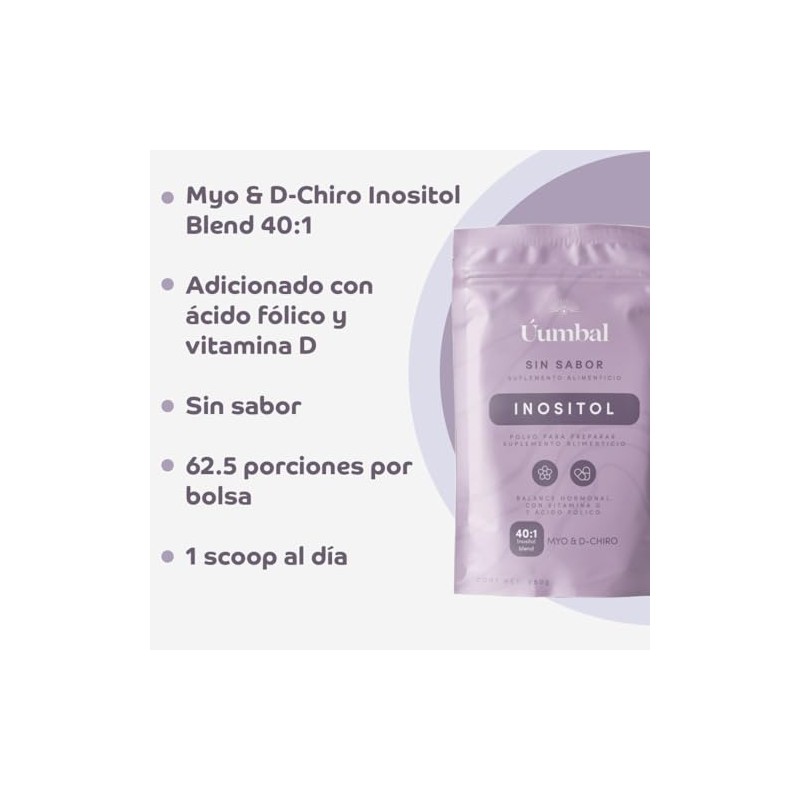 Inositol Myo D-Chiro 401 250g Con Ácido Fólico y Vit