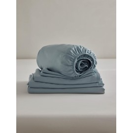 Orray Queen Bed Sheet Set, Luxury Bed Sheets, 100% Viscose Derived from Bamboo, Soft, Comfy, Cooling, Breathable, 300TC 4 Piece Sheet Set (Blue Fog)