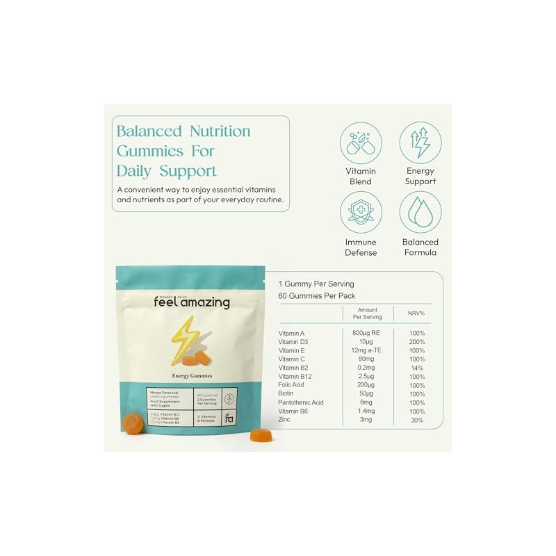 Feel Amazing Energy Complex Gummies - B Vitamins, Vitamin C