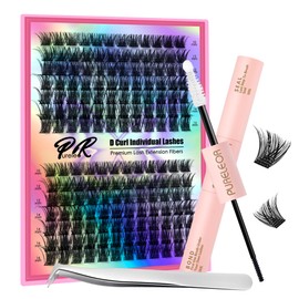 PURELEOR Cluster Lashes Kit Including Bond and Seal Remover DIY Individual Eyelashes Extensions