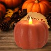Leorate Fall Decor Pumpkin Flameless Candles - Battery Powered LED