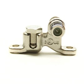 Single Port F-Pin Coax Grounding Block, Weather Resistant Nickel Plated Brass Construction, CATV HDTV Antenna Satellite Dish Ground, UL Listed SCTE, (1 Pack)