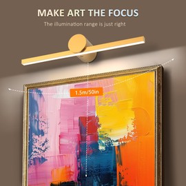 ZitoStory Battery Operated Picture Light for Wall with Remote,Wireless Dimmable Art Lights for Paintings Rechargeable Gallery Light Artwork Lighting for Canvas, Portrait (Gold,15.35'' Inch)