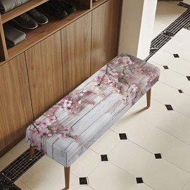 Cugasmaru Floral Dining Bench Cover Stretch Bench Covers Slipcover Rectangle Wood Print Furniture Protector Wasgable Dustproof Dining Chiar Slipcover Removable Bed End Couch Slipcovers