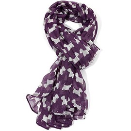 GlamLondon Scottie Dog Scarf Westie Dogs Breed West Highland Scottish Terrier Ladies Womens Wrap Shawl Sarong (Purple)