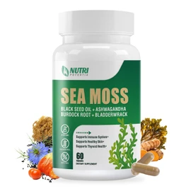 Sea Moss Black Seed Oil Ashwagandha Ginger Supplement - Irish Sea Moss Capsules with Turmeric, Bladderwrack & Burdock - 16 in 1 Immune, Joint and Gut Support - 60 Capsules