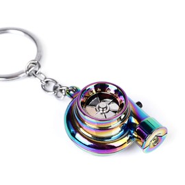 WONOLO Neo Turbo Keychain Mini Keyring Rainbow LED BOV Sound Turbocharger Car Drift