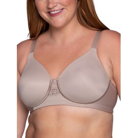 Vanity Fair Womens Full Figure Beauty Back Smoothing Bra, 4-Way Stretch Fabric, Lightly Lined Cups Up to H Bra, Wirefree - Toasted Coconut, 42DD US