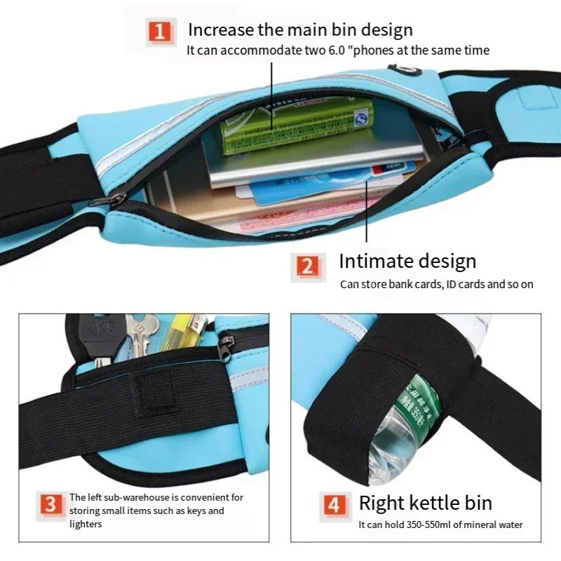 Running Belt Waist Pack, Adjustable Sports Fanny Pack Phone Holder