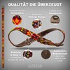 ALTEZAR Leather Dog Collar - Brown Cowhide Tribal Fire Red