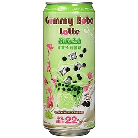 O's Bubble Gummy Boba Latte Canned Bubble Tea Drink With Chewy Boba Pearls (Konjac), 22% whole milk blend, 470ml(15.9 fl oz/can), MATCHA, (Pack of 12)