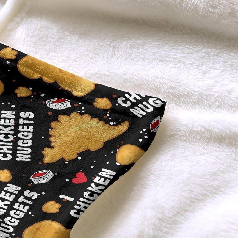 Chicken Nugget Pattern Flannel Blanket 1 Count Soft Comfortable Throw