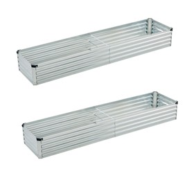 Foxlang 6x1.5x1ft(2 Pack) Galvanized Raised Garden Bed,Outdoor Planter Box Metal Patio Kit Planting Bed for Vegetables Flowers Herb,Silver