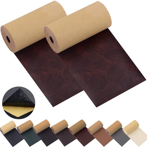 Leather Repair Patch Tape for Couches 2packs kit 3X55inch Self-Adhesive refinisher cuttable for Furniture Sofa Vinyl Car Seats Couch Chairs Shoes First Aid Patch Fix(crazy horse dark Brown, 3X55 inch)