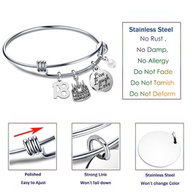 Birthday Gifts for Her Bangle Bracelets Live Laugh Love for 13th 18th 21st 30th 40th 50th 60th (18)
