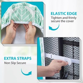 Seiritex - Funda extra ancha para tabla de planchar con acolchado, 18 x 54 pulgadas, reflectante de calor con cierres de gancho y bucle, acolchado grueso con bordes elásticos, cubierta de tabla de