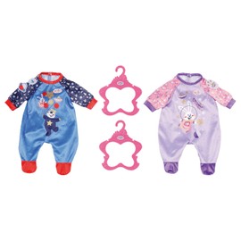 Zapf Creation 831090 BABY Born Happy Birthday Romper Doll Romper in Blue, Red or Pink Purple, Cuddly Onesie for 43 cm Dolls with Cosmic Motifs, Colour Not Selectable, 1 Piece