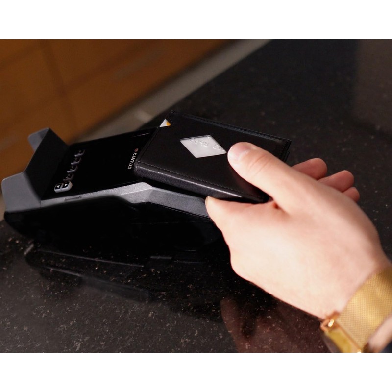 EXENTRI Miniwallet - Black RFID Blocking Slim Leather Wallet with