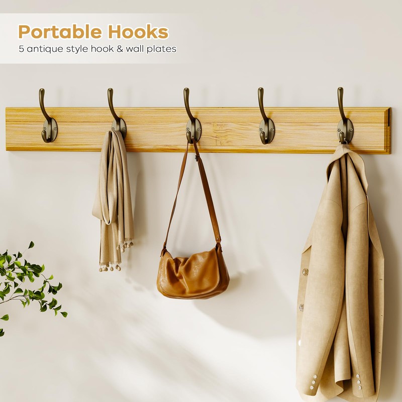 Coat Rack Shoe Bench Set, Bamboo Shoe Storage Bench with