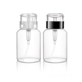 2 Pcs 200ml(6.8oz) Pump Dispenser Bottle for Nail Polish Remover Push Down Empty Plastic Makeup Remover Alcohol Liquid Pumping Dispenser Bottle