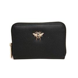 Alice Wheeler Medium Concertina Bumble Bee Coin and Card Purse - Vegan Leather (Black)