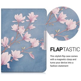 kwmobile Flip Case Compatible with Tolino Shine 2 HD Case - eReader Case - Magnolia Taupe White Blue Grey